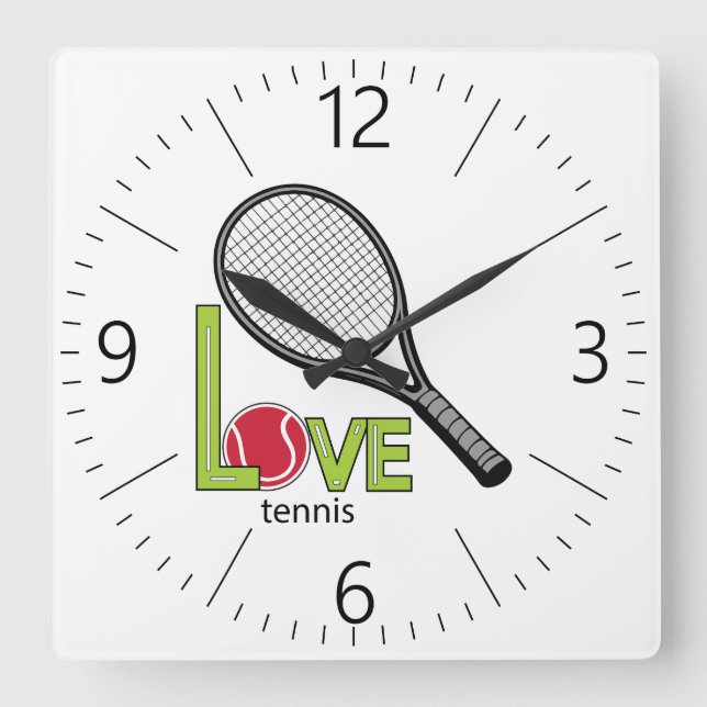 Love tennis quadratische wanduhr (Vorderseite)