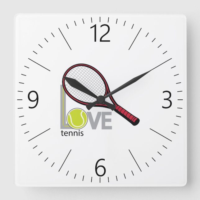 Love tennis quadratische wanduhr (Vorderseite)