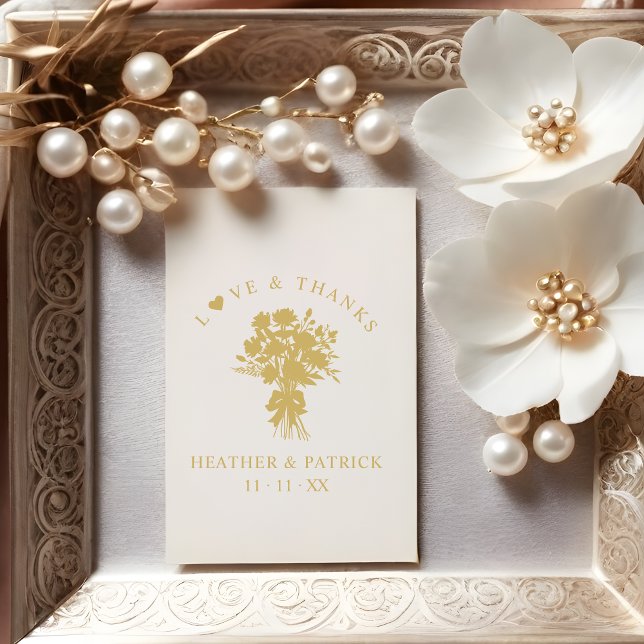 Love & Thanks Quote Wedding Bouquet Silhouette Gummistempel (Romantic Chic Love & Thanks Quote Wedding Bouquet Silhouette Rubber Stamp.)