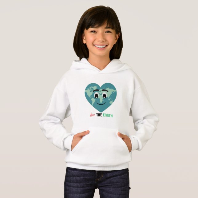 Love The Earth Cute Heart World Hoodie (Vorne ganz)