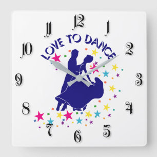 Love to dance quadratische wanduhr
