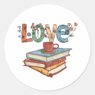 Love to Read Books Sticker rond