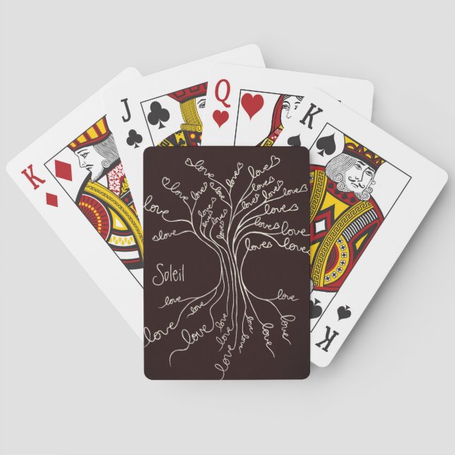 Love Tree of Life Nature Brown Hearts Cute Unisex Spielkarten (Rückseite)