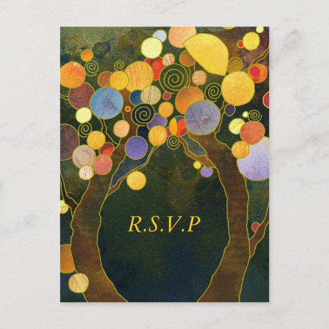 Love Trees : Cartes postales RSVP de mariage (Devant)