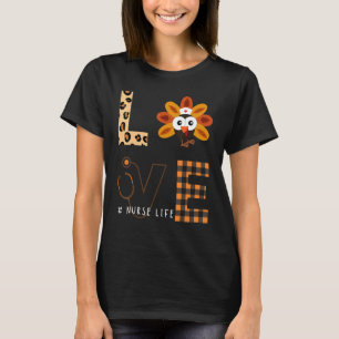 Love Turkeys Stethoscope Leopard Checkered Nurse L T-Shirt