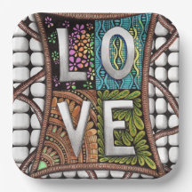 LOVE-Typografie Intricate Line Art Doodle-Muster
