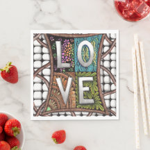 LOVE-Typografie Intricate Line Art Doodle-Muster