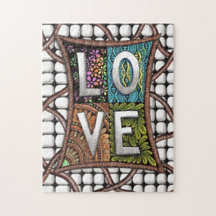 LOVE-Typografie Intricate Linienkunst-Doodle-Muste