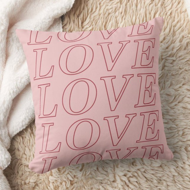 Love Typographie Saint Valentin Coussin - Rose (Créateur téléchargé)