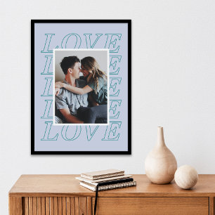 Love Typographie Valentine's Day Poster - Bleu