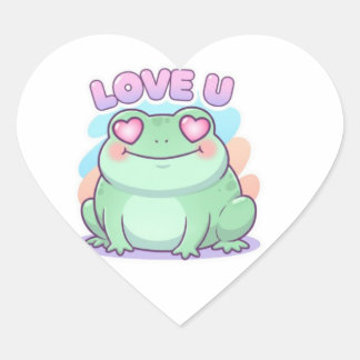 Love U Frog Sticker Cute Heart Eyes Frog Romantic 