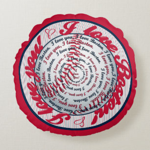 Love u Love Boston-Round Coussin de baseball