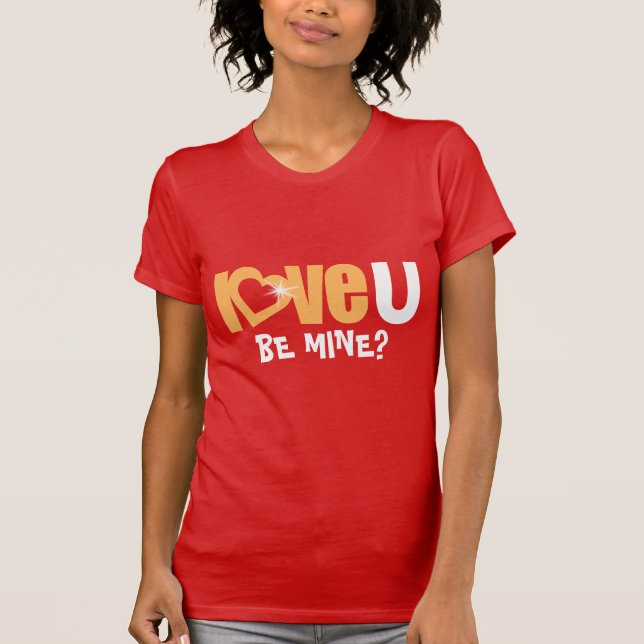 Love U nom be mine étincelant rouge or coeur haut (Devant)