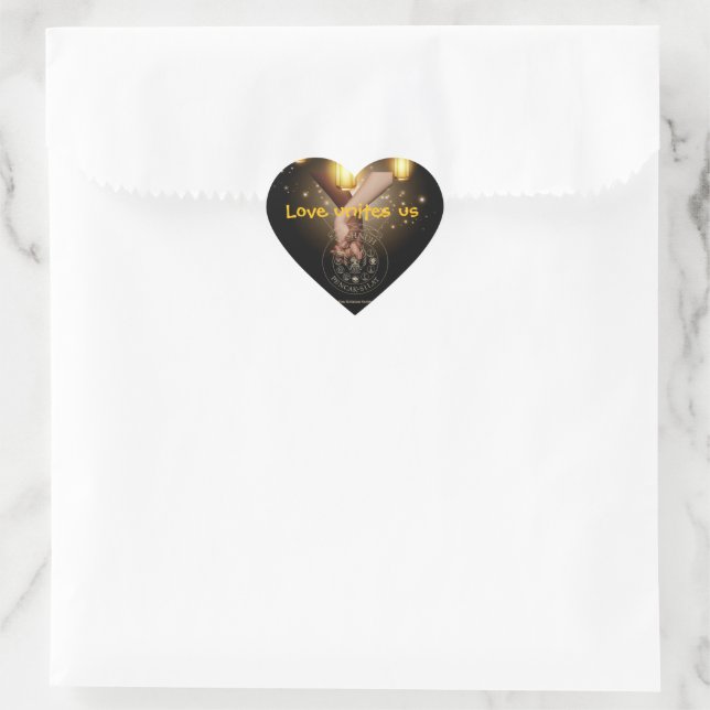 Love unites us Herz-Aufkleber (Tasche)
