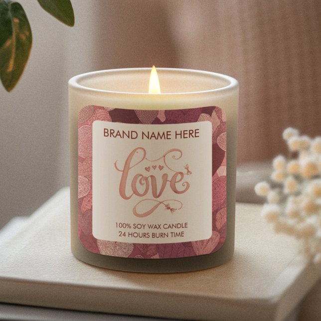 Love Valentine’s Day Candle Label Quadratischer Aufkleber (Von Creator hochgeladen)