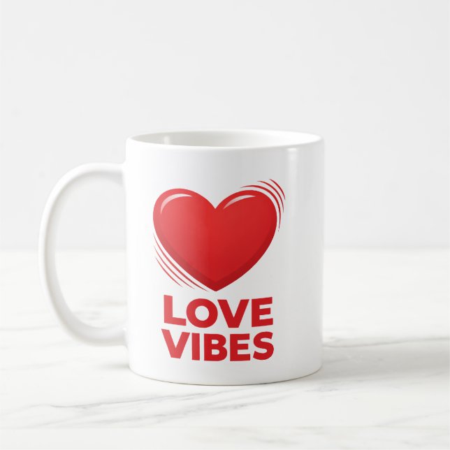 Love Vibes Heart Valentine Design Kaffeetasse (Links)