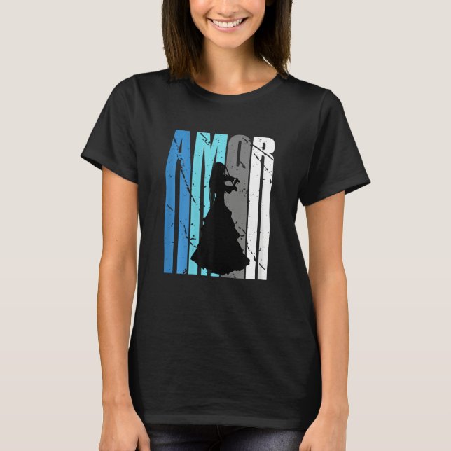 Love Violin Motivating Amor Text Words Violinist V T-Shirt (Vorderseite)