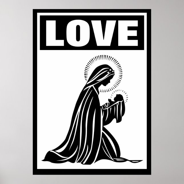 LOVE VIRGIN MARY BABY JESUS NATIVITY CATHOLIC POSTER (Vorne)