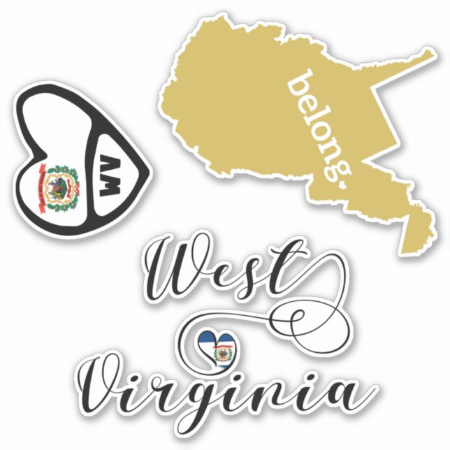 Love West Virginia, Feuille de Stickers Die Cut (Devant)