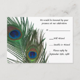 Love White Peacock Wedding RSVP Karte