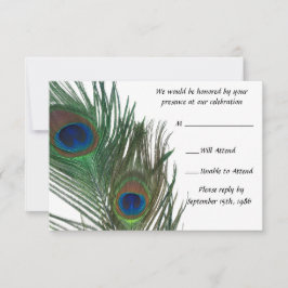 Love White Peacock Wedding RSVP Karte