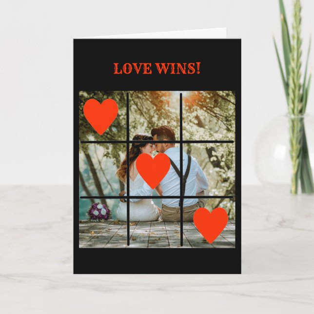 Love Wins Photo Message Carte Valentine Noire (Devant)