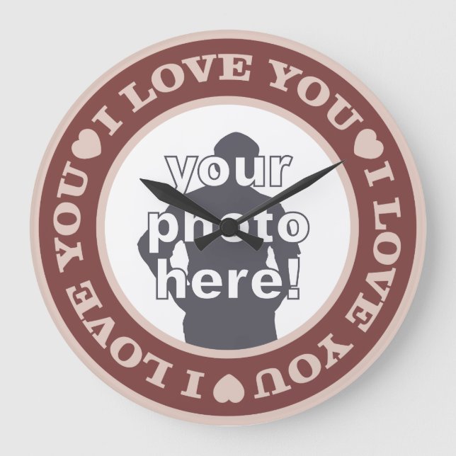 LOVE with YOUR PHOTO custom wall clock Große Wanduhr (Vorderseite)