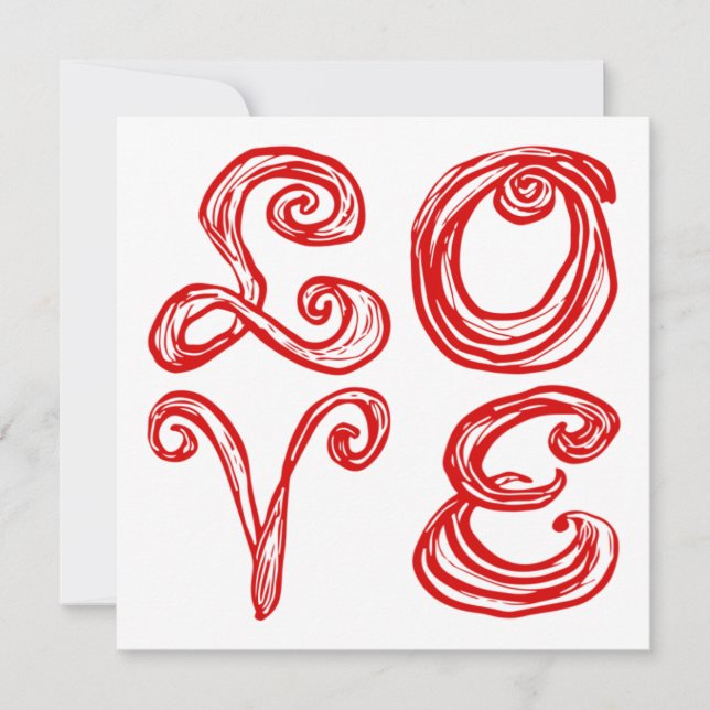 LOVE Word Art Fabric Font Red Letters  Karte (Vorderseite)