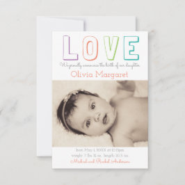 LOVE Yellow Quatrefoil - 3x5 Faire-part de naissan