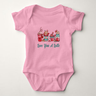 Love You A Latte Ming On Pink Baby Bodysuit Strampler