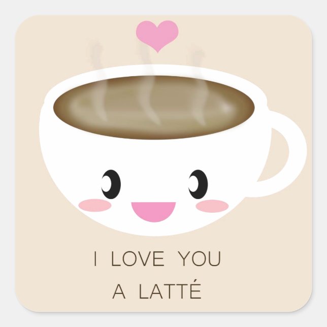 Love You a Latté Sticker (Feuille de 20) (Devant)