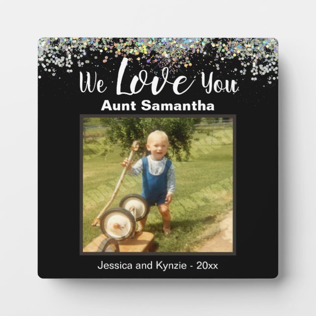 Love You Aunt Photo Glitter Fotoplatte (Vorderseite)
