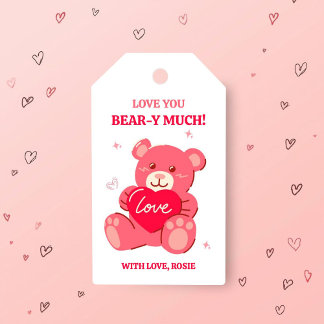 Love You Bear-y Much Valentine Gift Tag Geschenkanhänger