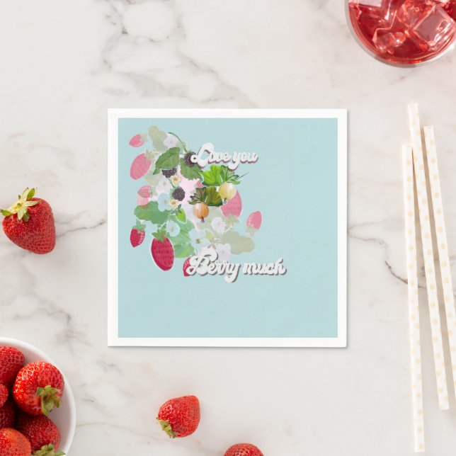 Love You Berry Much Herz-Patch Serviette (Beispiel)