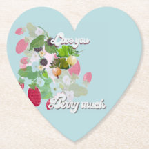 Love You Berry Much Papier Untersetzer Herz