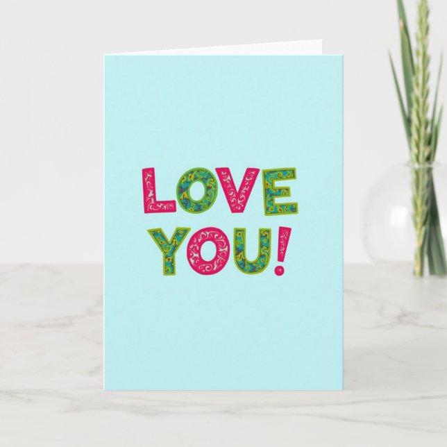 Love You Bold Bright Card Karte (Vorderseite)