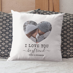 Love You Boyfriend heart Photo Kissen