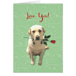 Love You Card, Retriever Dog avec Rose, Adorable