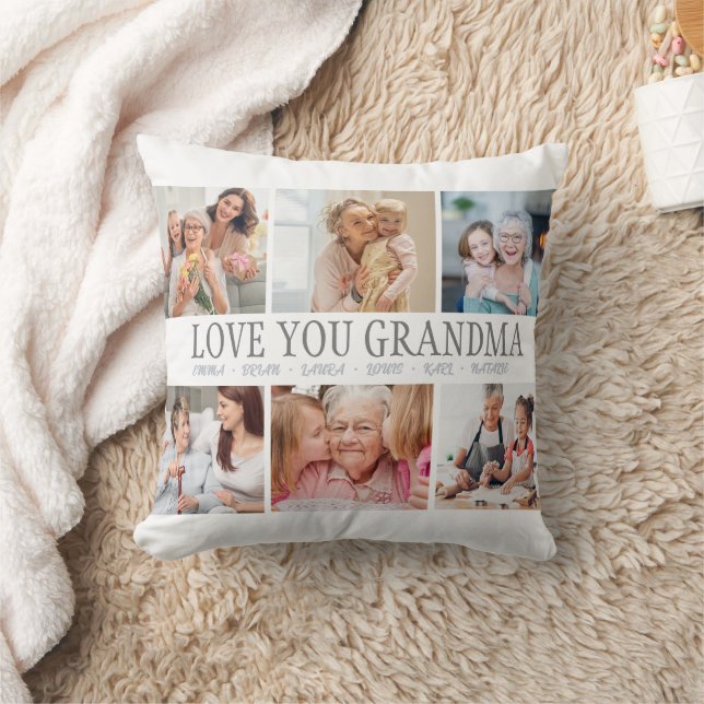 LOVE YOU Custom Name Photo Collage Throw Pillow Kissen (Decke)