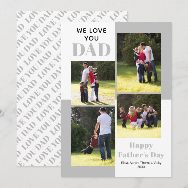 Love You Dad quatre photos carte Fête des pères gr (Devant / Derrière)