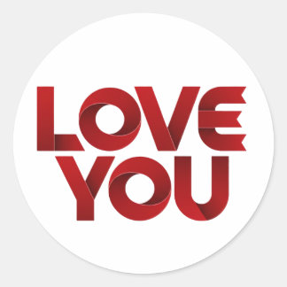 Love You – Fette romantische Typografie Runder Aufkleber