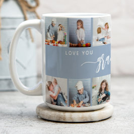 Love You Grandma 12 Photo Collage Dusty Blue Kaffeetasse