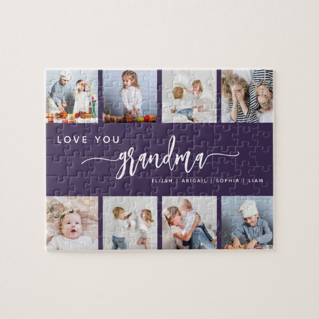 Love You Grandma 8 Photo Collage Purple (Horizontal)
