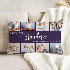 Love You Grandma 8 Photo Collage Purple Dekokissen