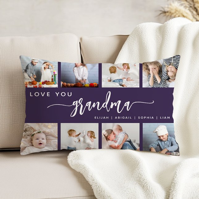 Love You Grandma 8 Photo Collage Purple Dekokissen (Von Creator hochgeladen)