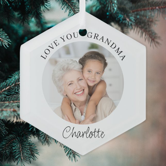 Love You Grandma Keepsake Photo  Ceramic Ornament Aus Glas (Von Creator hochgeladen)