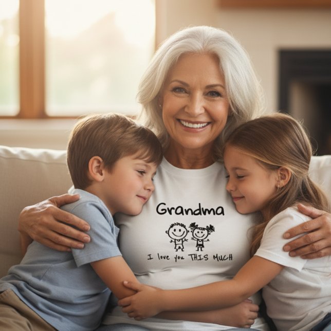 Love You Grandma Kids Art Personalized Gift T-Shirt (Von Creator hochgeladen)