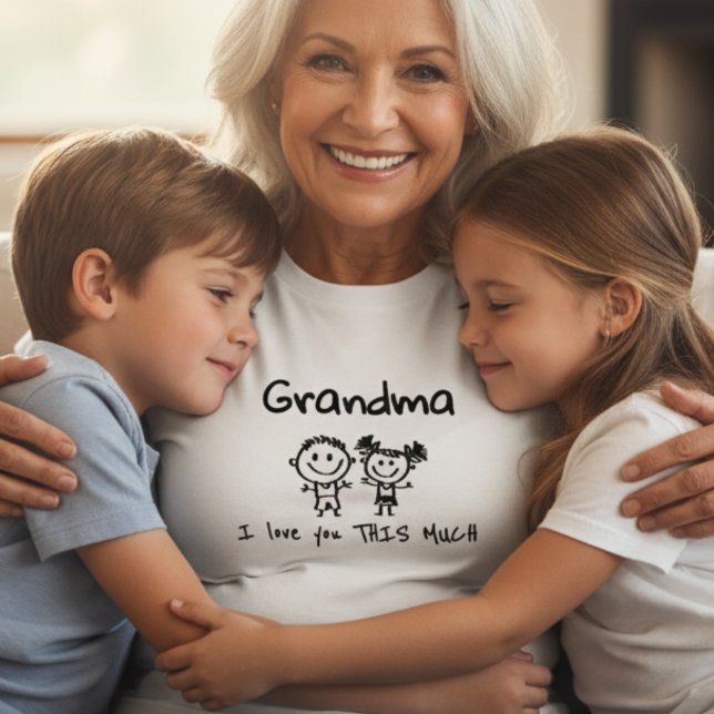 Love You Grandma Kids Art Personalized Gift T-Shirt (Von Creator hochgeladen)