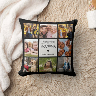 Love You Grandma   Photo Collage Handwritten Text Kissen
