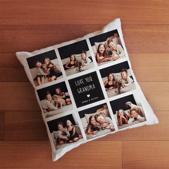 Love You Grandma | Photo Collage Handwritten Text Kissen (Von Creator hochgeladen)